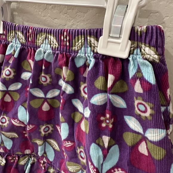 Hanna Andersson Purple Floral Corduroy Ruffle Skirt - Picture 2 of 5